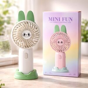 Mini Fun Bunny Fan - Green and White